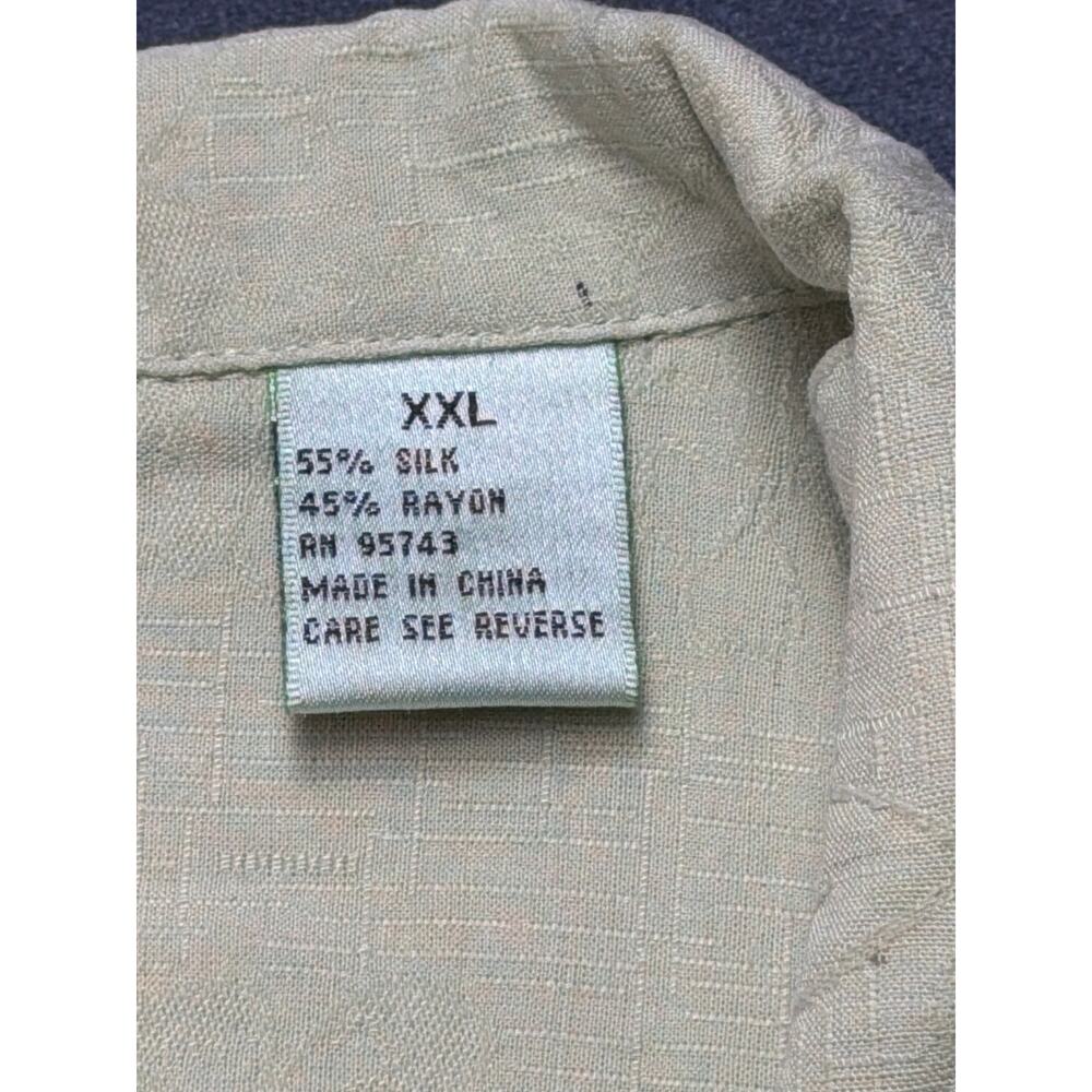 VINTAGE SILK CIRCA 1969 SIZE XXL Yellow Textured Hawaiian Short Sleeve  ButtonUp - Picture 4 of 9